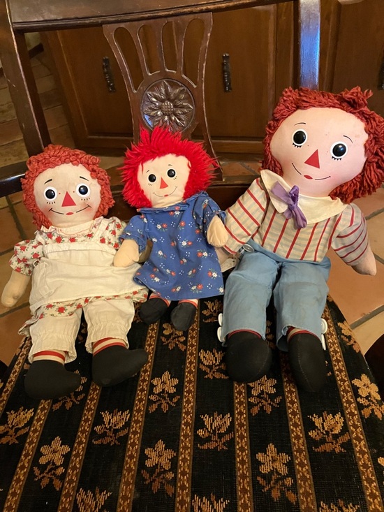 Raggedy Anns and Andy Other - THREE RAGGEDY ANN AND ANDY DOLLS VINTAGE
